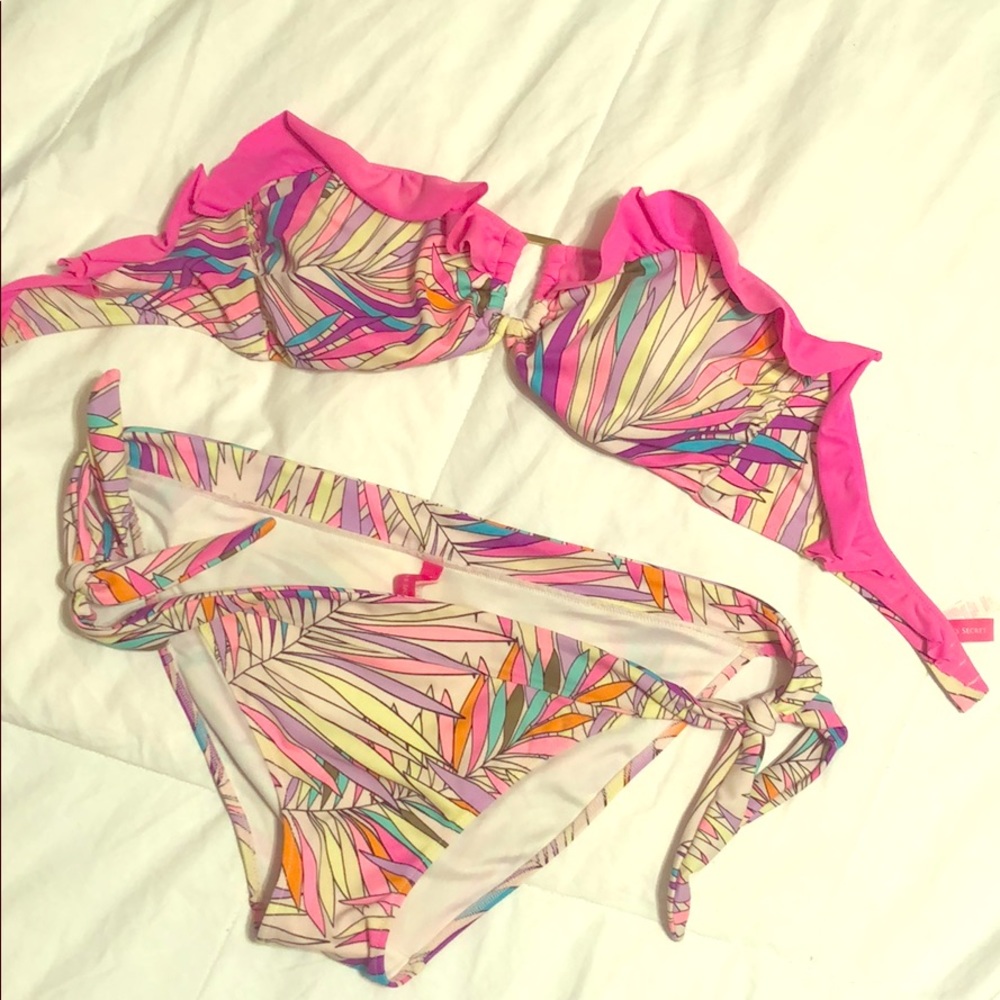 Neon palm-leaf print VS Bikini - Size L